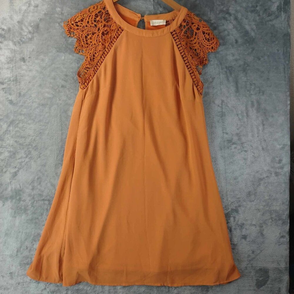 Altard State‎ Women S Orange Flutter Sleeve Flowy Dress Vibrant Versatile Casual
